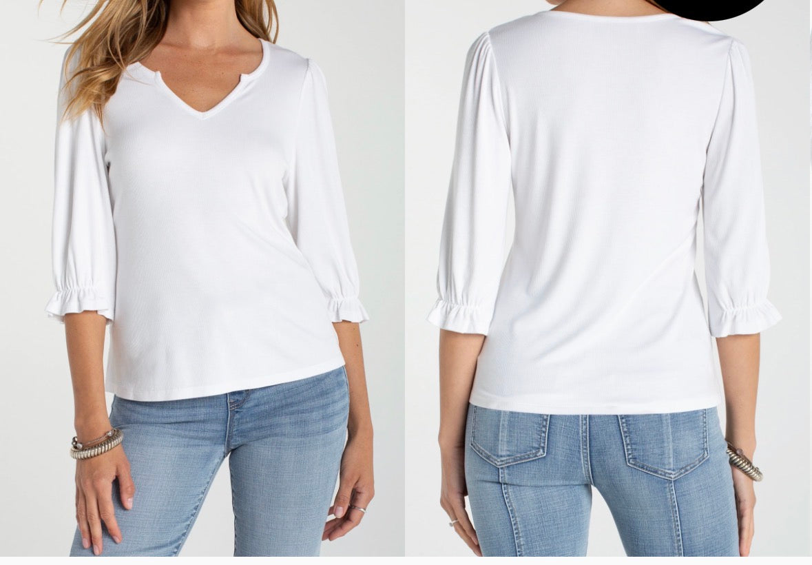 Elbow Sleeve Notch Knit Tee