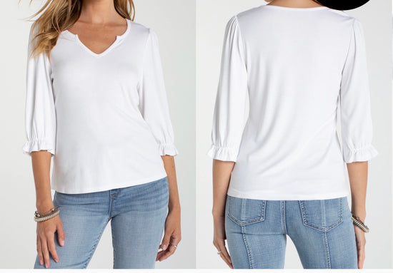 Elbow Sleeve Notch Knit Tee