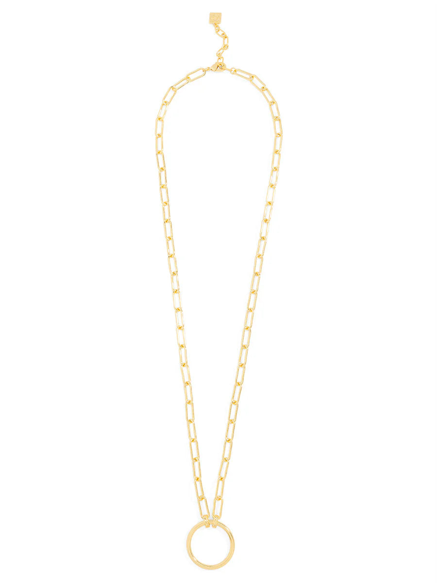 Long Link Necklace With Circle Charm