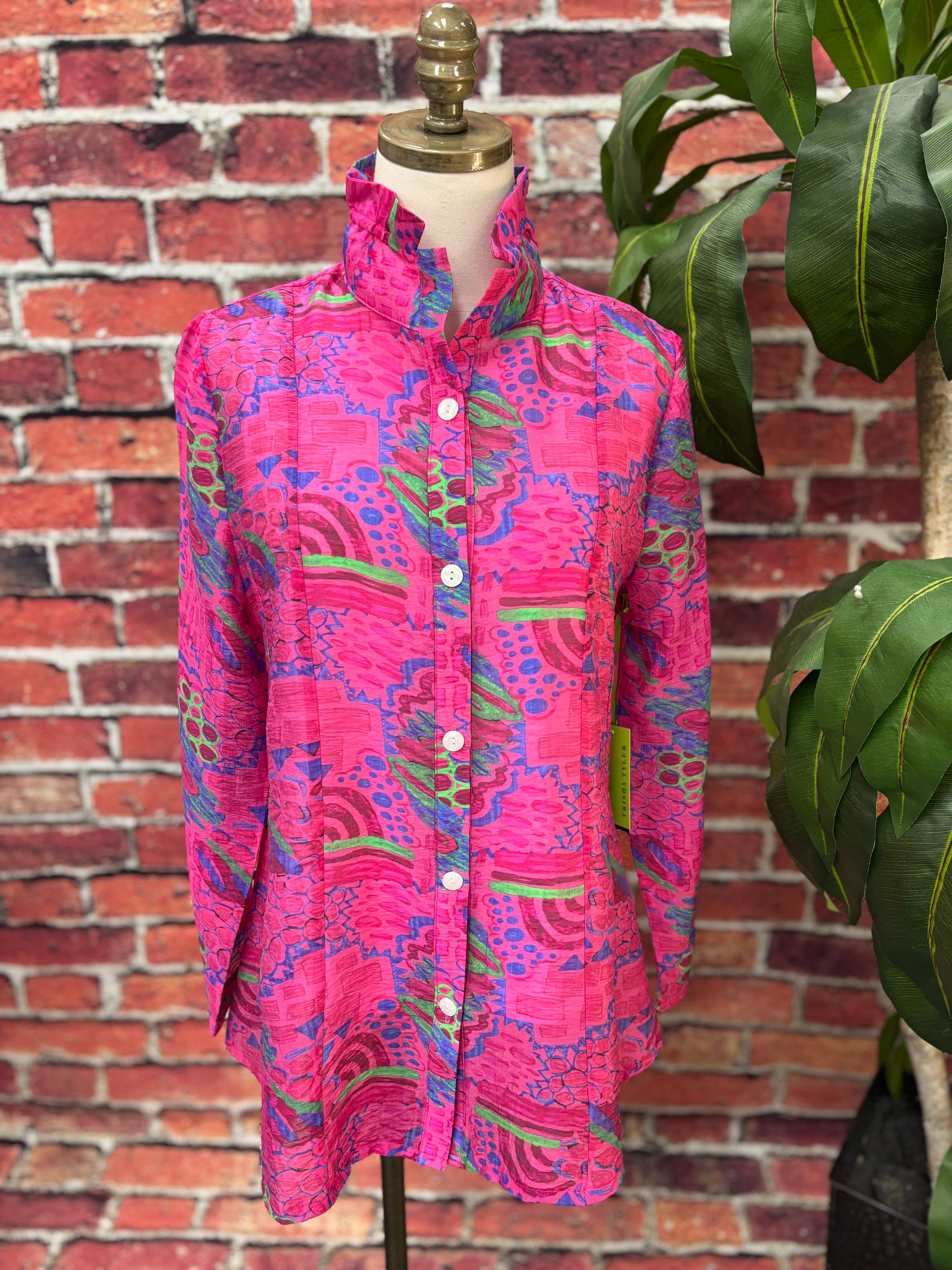 Vibrant Print A-Line Wire Collar Jacket