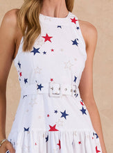 Load image into Gallery viewer, Star Printed Belted Sleeveless Midi Dress
