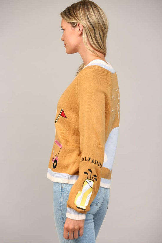 GOLF EMBROIDERED PATCH CARDIGAN