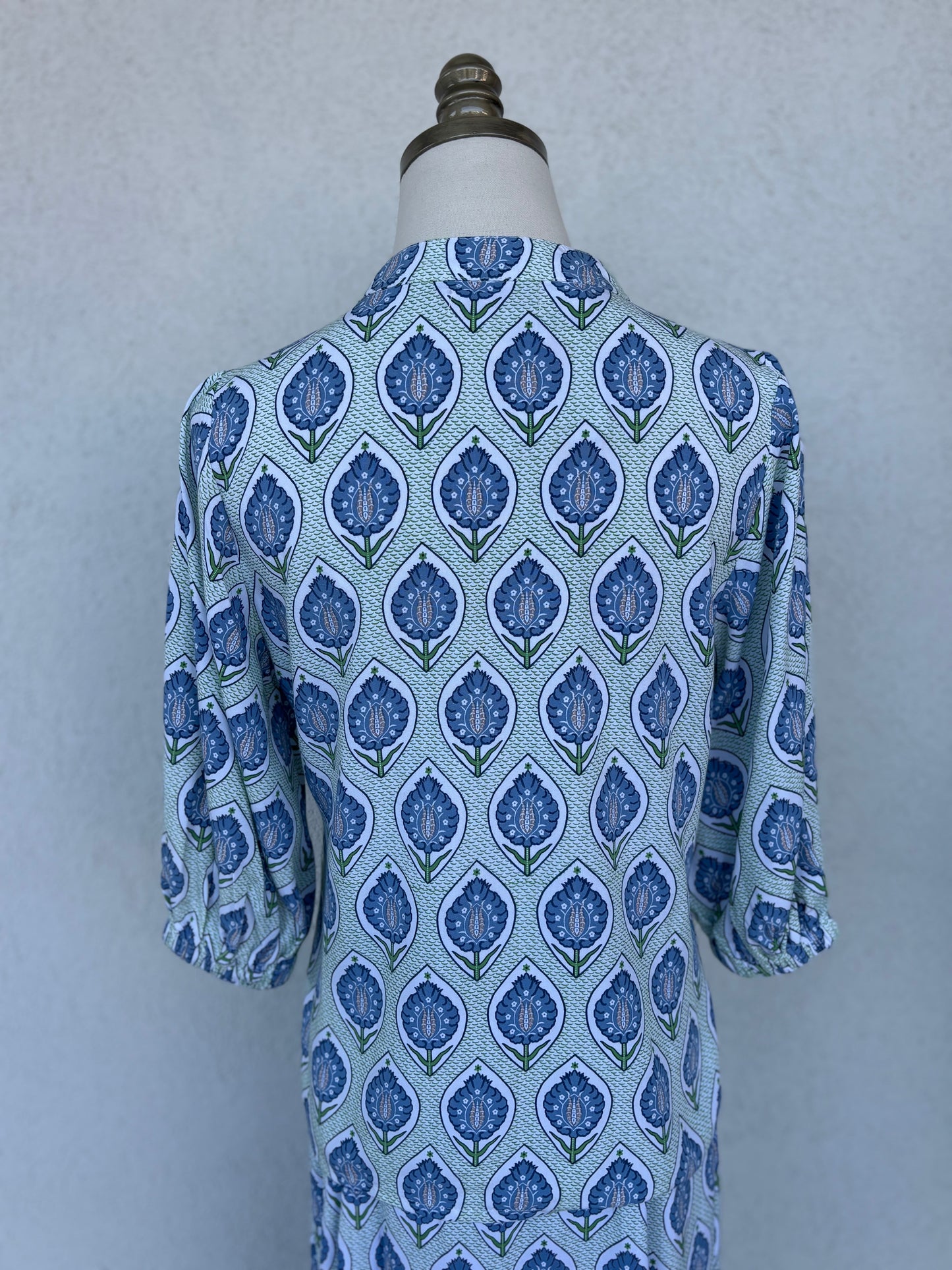 Bluebell Breeze Beaded Button Top