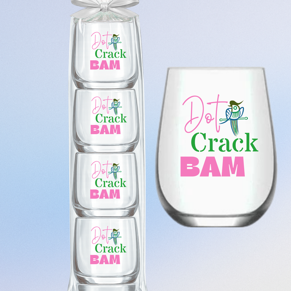 Mahjong Stemless 4ct Plastic Set Wine Glasses