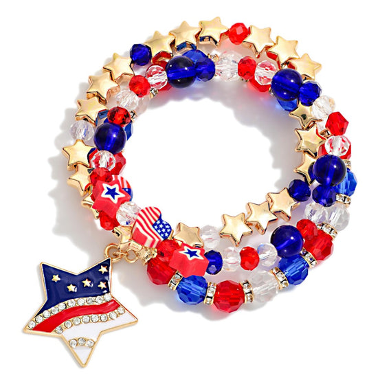 Flag Beaded Bracelet