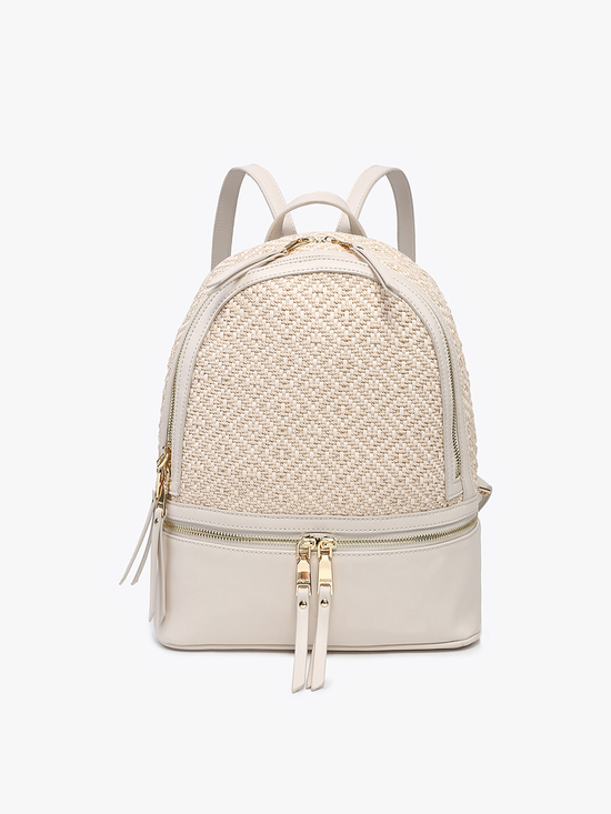 Zahava Diamond Woven Backpack Off White