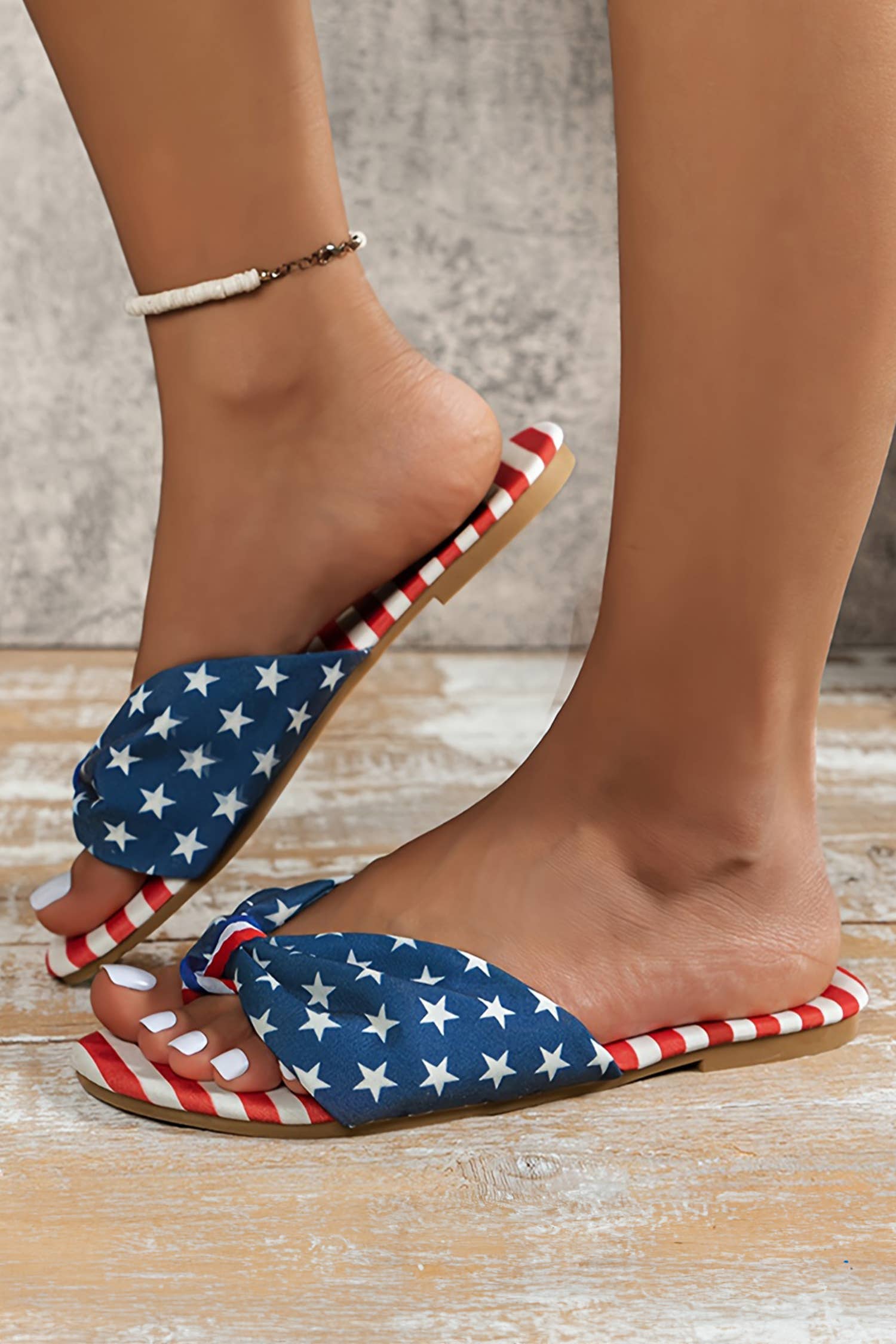 Stars & Stripes Cute Bow Knot Flip Flops