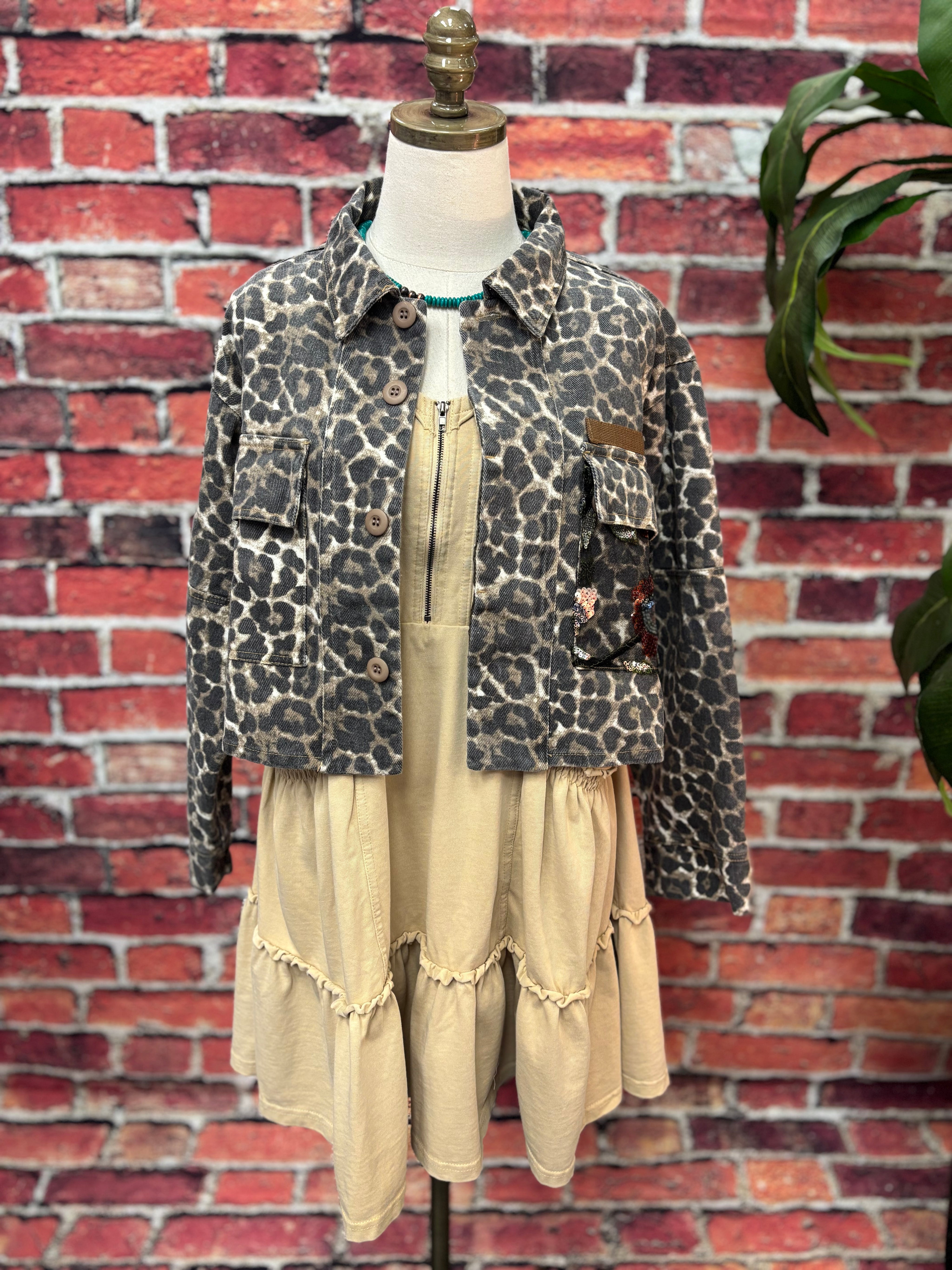 Washed Neutral Zip-Front Tiered Tunic Dress *FINAL SALE*