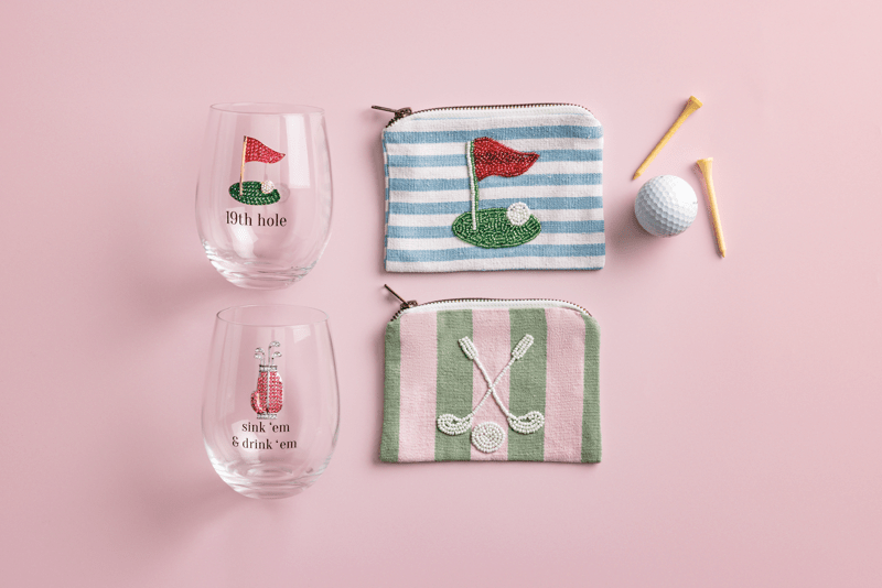 Golf Jeweled Wine Glass
