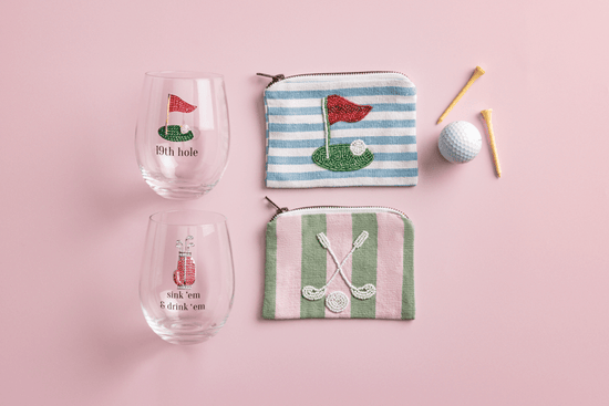 Golf Jeweled Wine Glass
