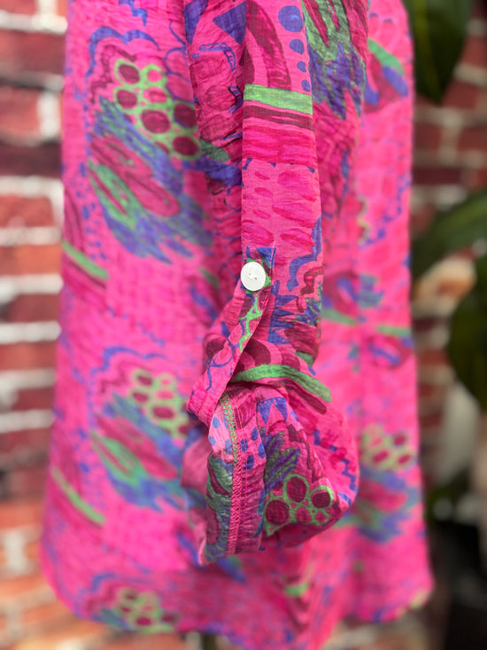 Vibrant Print A-Line Wire Collar Jacket