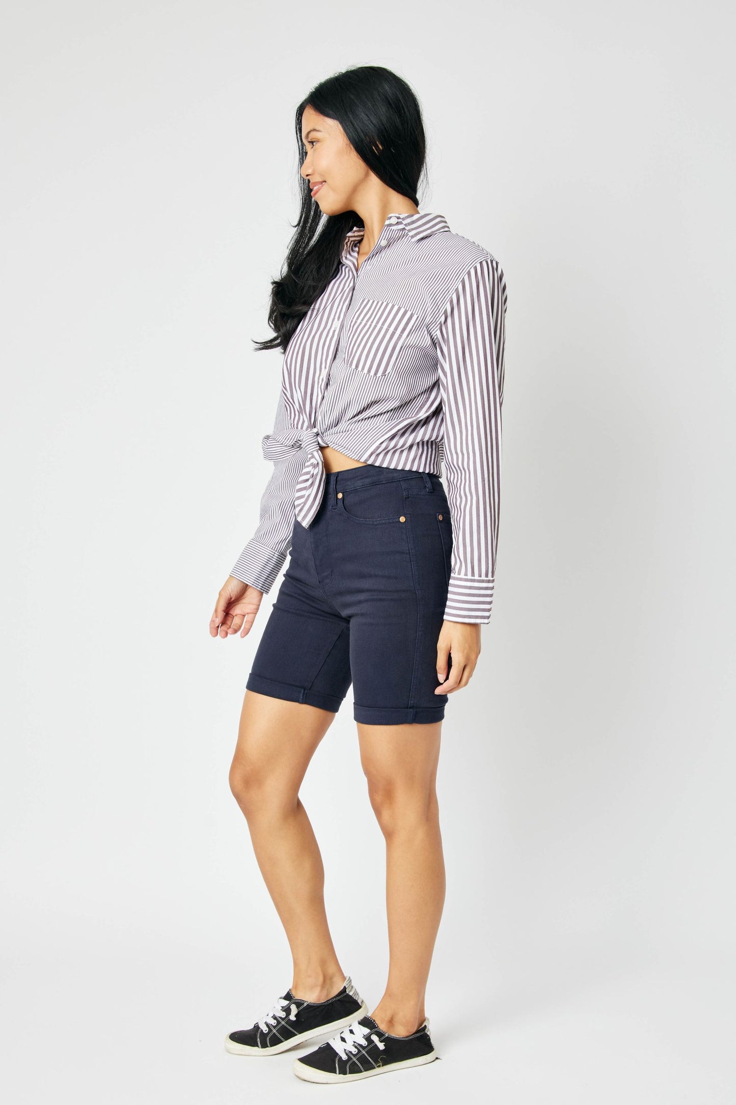 Judy Blue High Waist Garment Dyed Tummy Control Bermuda Shorts