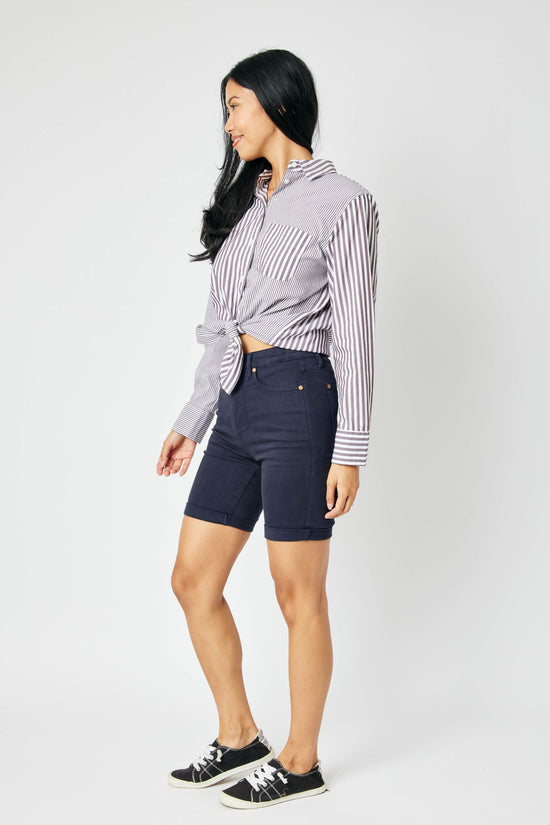 Judy Blue High Waist Garment Dyed Tummy Control Bermuda Shorts
