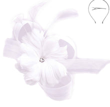 Load image into Gallery viewer, Floral Feather Gemstone Fascinator
