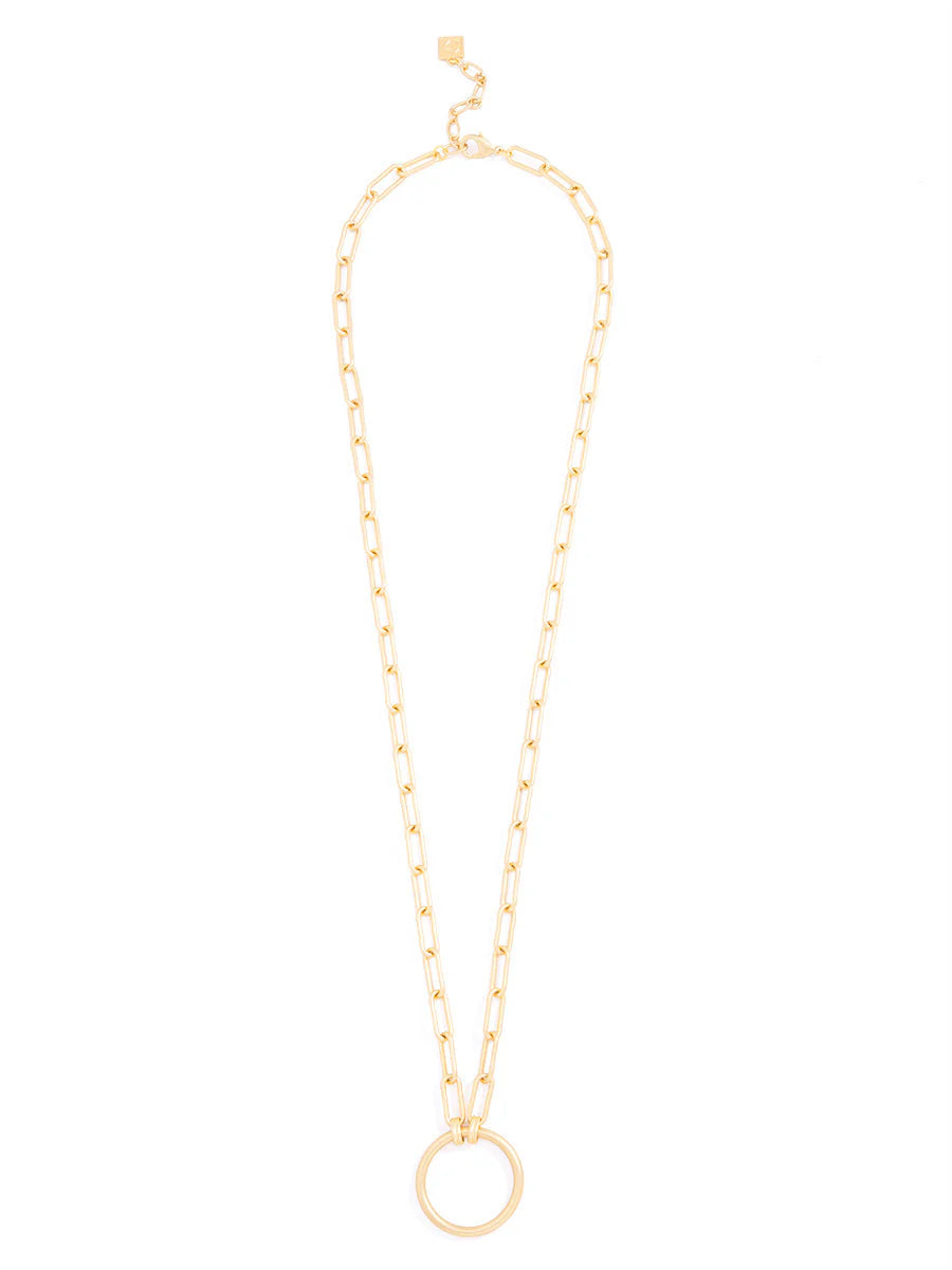 Long Link Necklace With Circle Charm