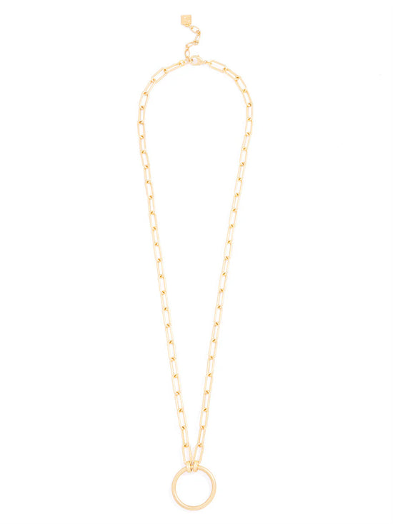 Long Link Necklace With Circle Charm