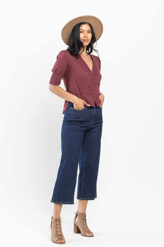 Judy Blue High Waist Tummy Control Tailored Crop Wide *FINAL SALE*