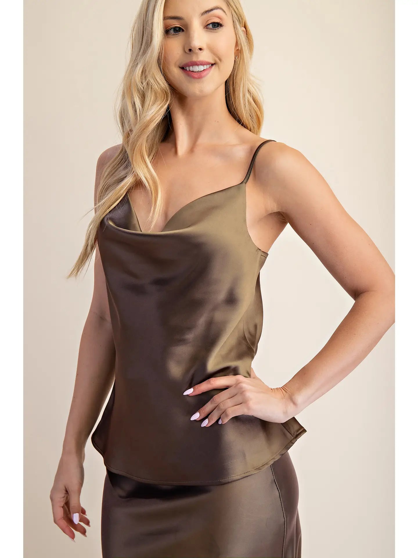 Satin Cowl Neck Cami