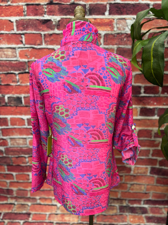 Vibrant Print A-Line Wire Collar Jacket