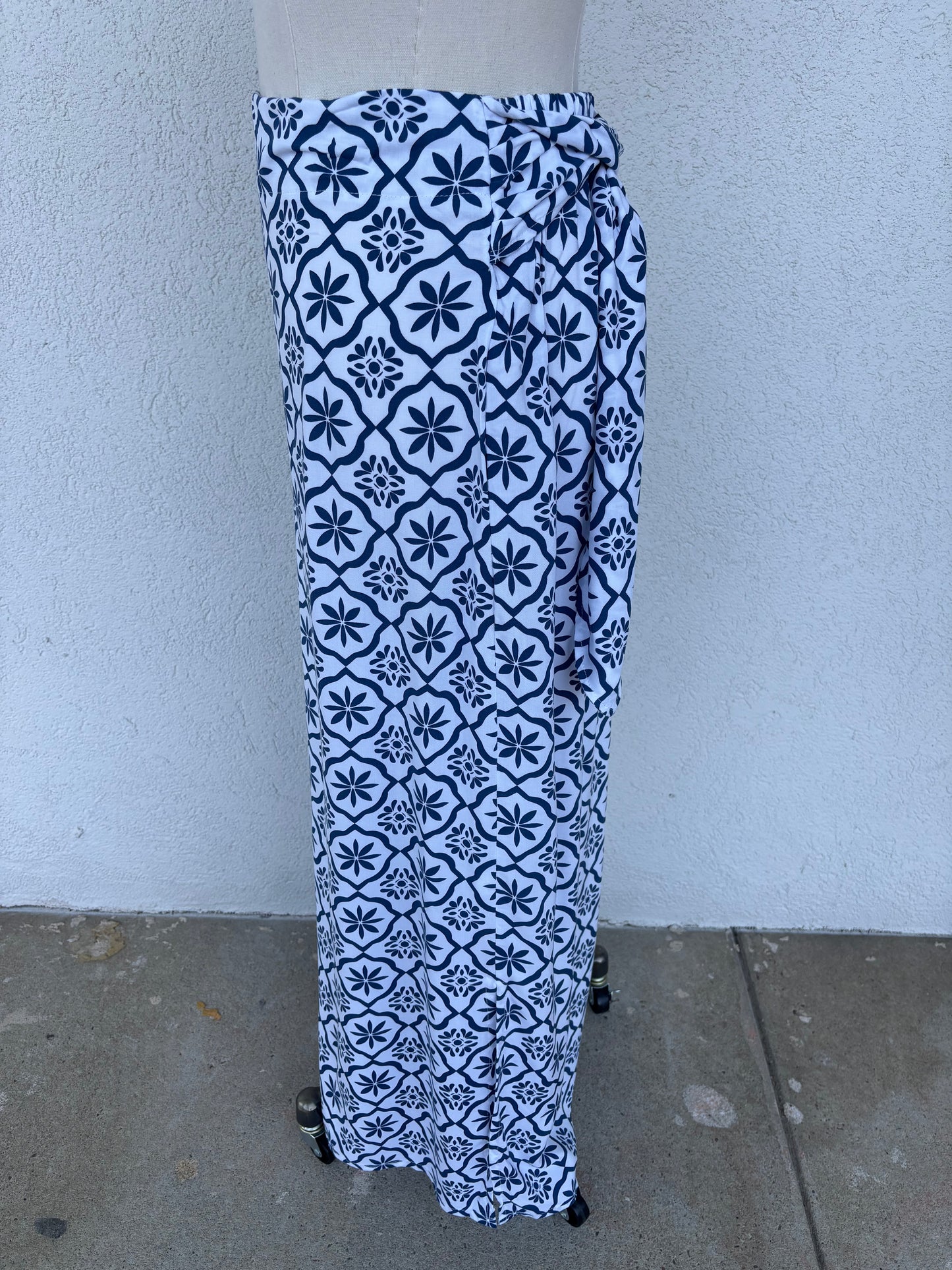 Coastal Tile Wrap Maxi Skirt