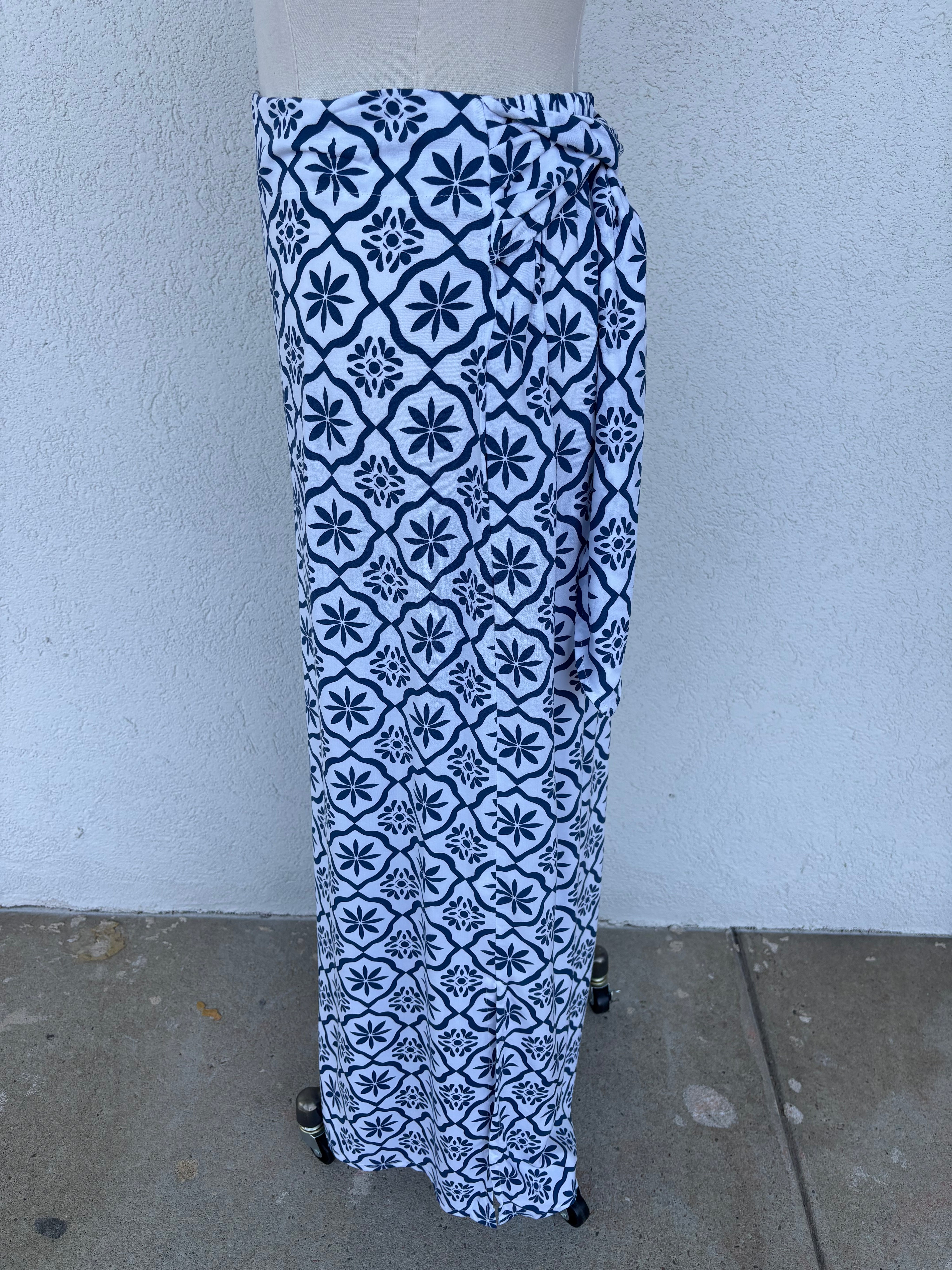 Coastal Tile Wrap Maxi Skirt