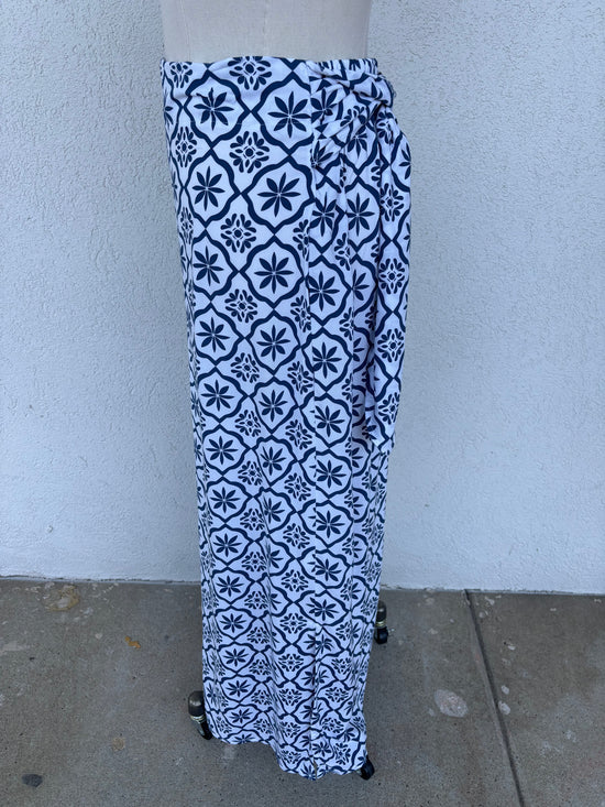 Coastal Tile Wrap Maxi Skirt