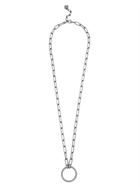 Long Link Necklace With Circle Charm