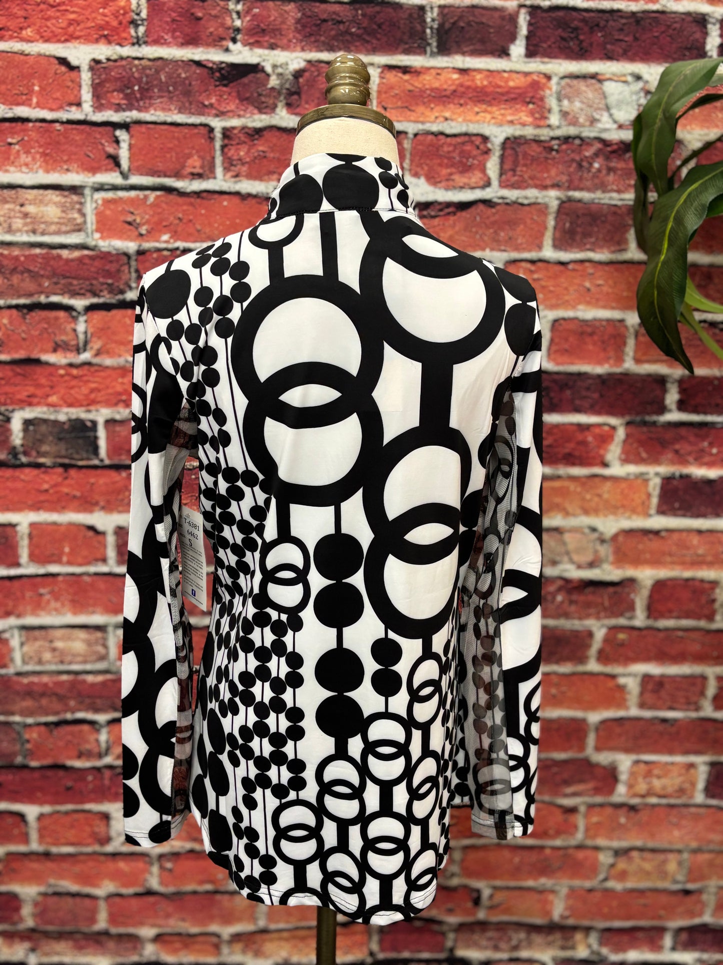 Black & White Modern Print UPF 50 Zip Top