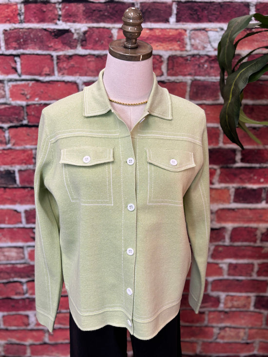 Contrast Stitch Knit Button-Up Cardigan