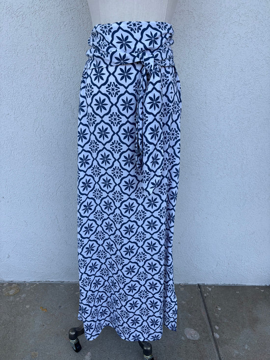 Coastal Tile Wrap Maxi Skirt