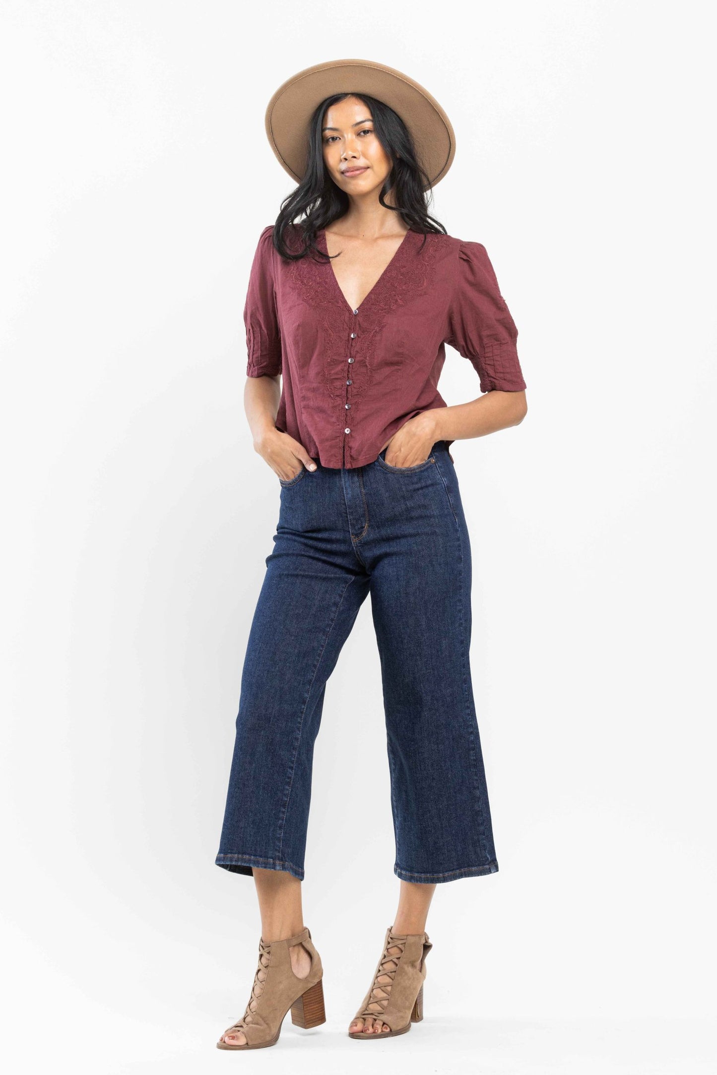Judy Blue High Waist Tummy Control Tailored Crop Wide *FINAL SALE*