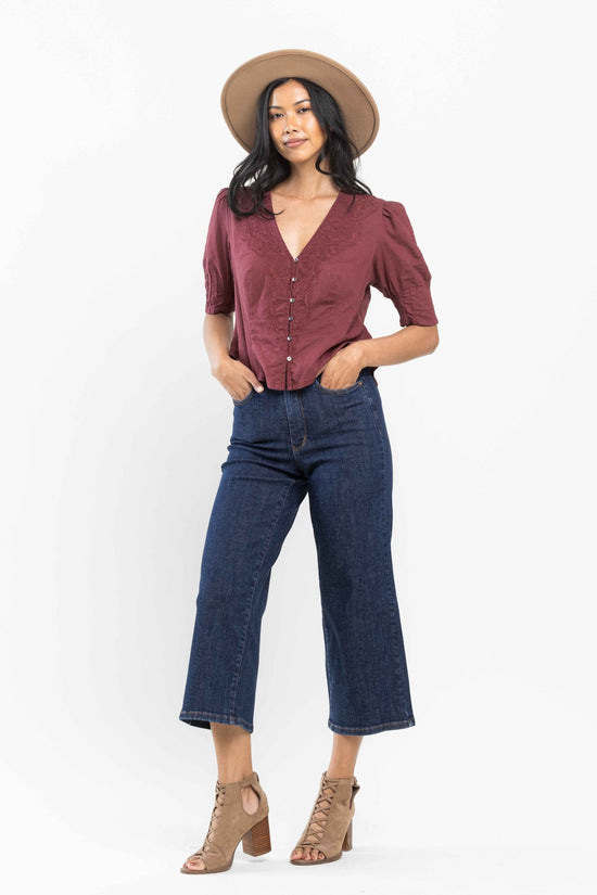 Judy Blue High Waist Tummy Control Tailored Crop Wide *FINAL SALE*