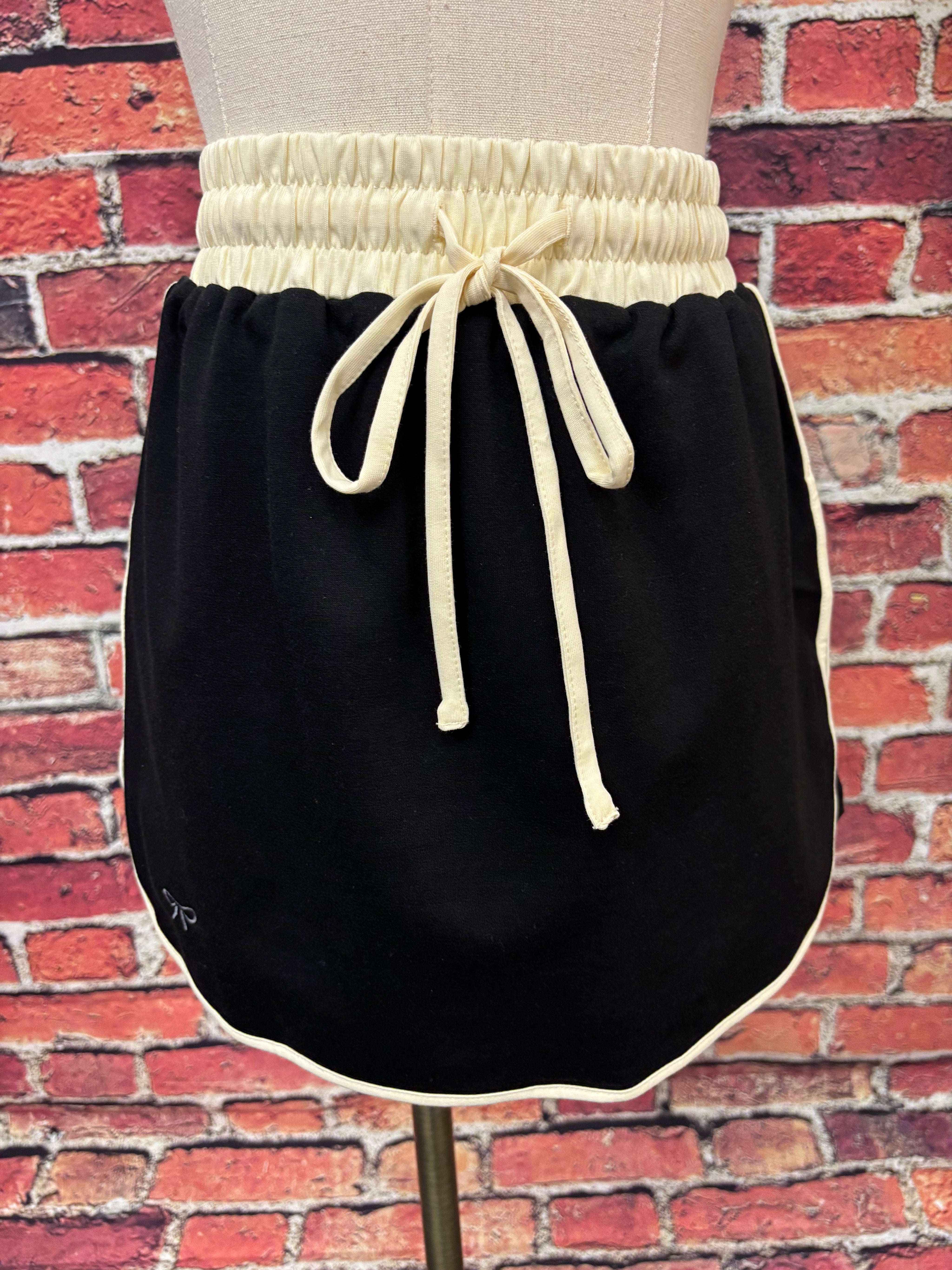 Black & Cream Sporty Chic Skort Set