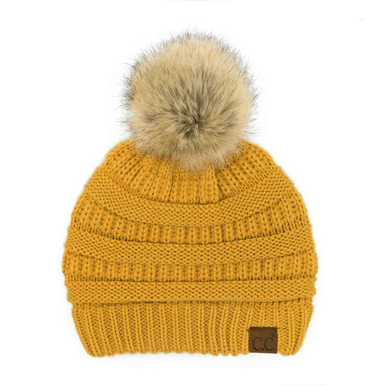 Mia Knit Fur Pom Beanie