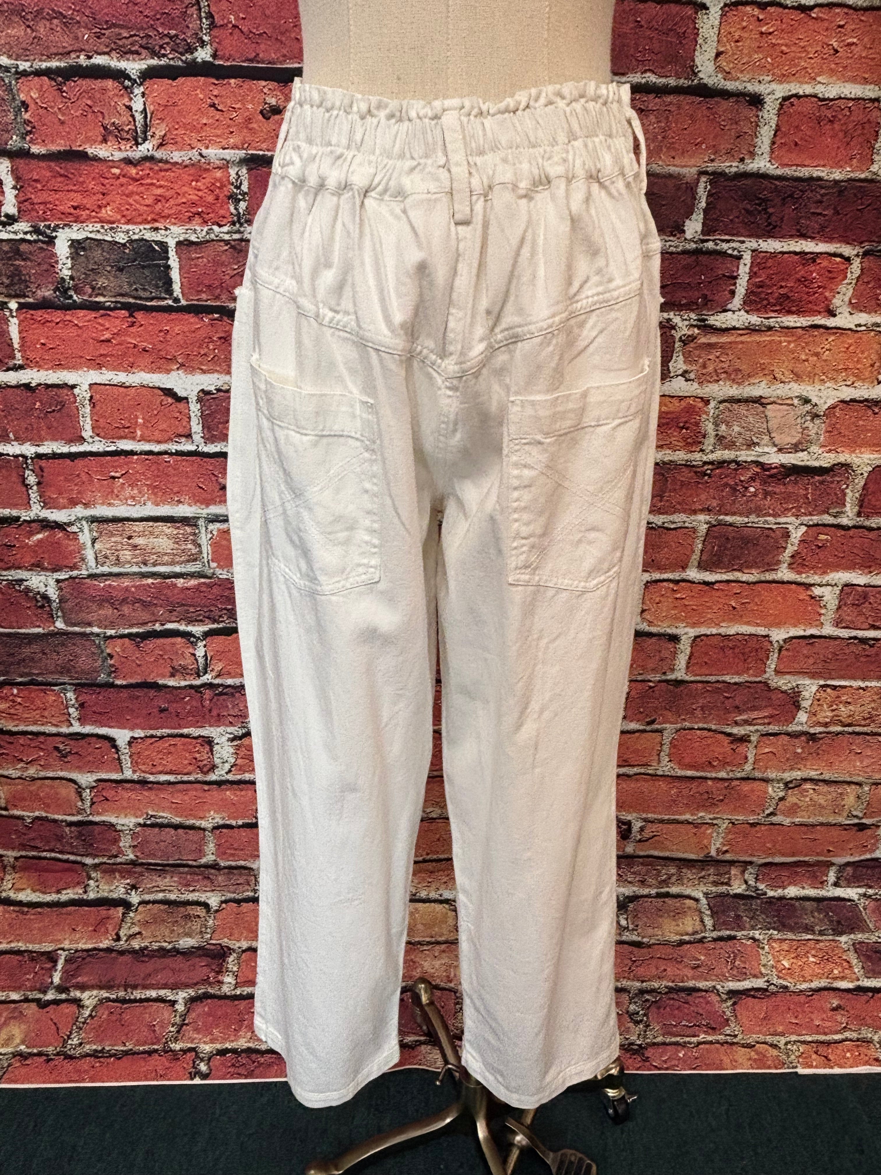 Boho Gray Floral Cotton Pants