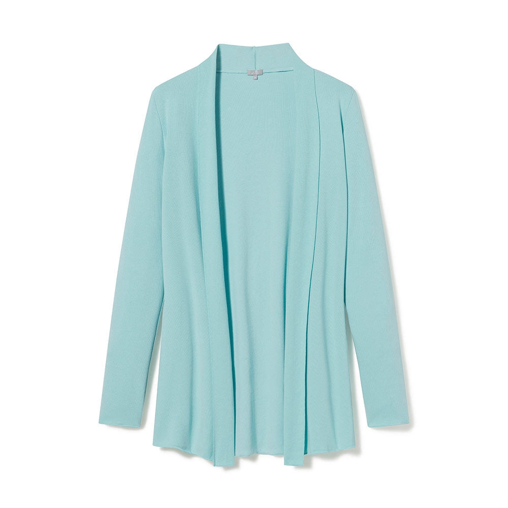 Amelia Rib Knit Long-Sleeve Cardigan With Merrow Edge Trim