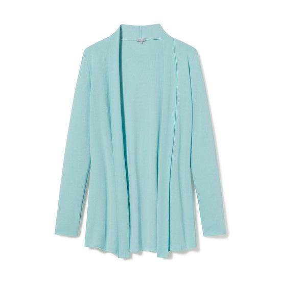 Amelia Rib Knit Long-Sleeve Cardigan With Merrow Edge Trim