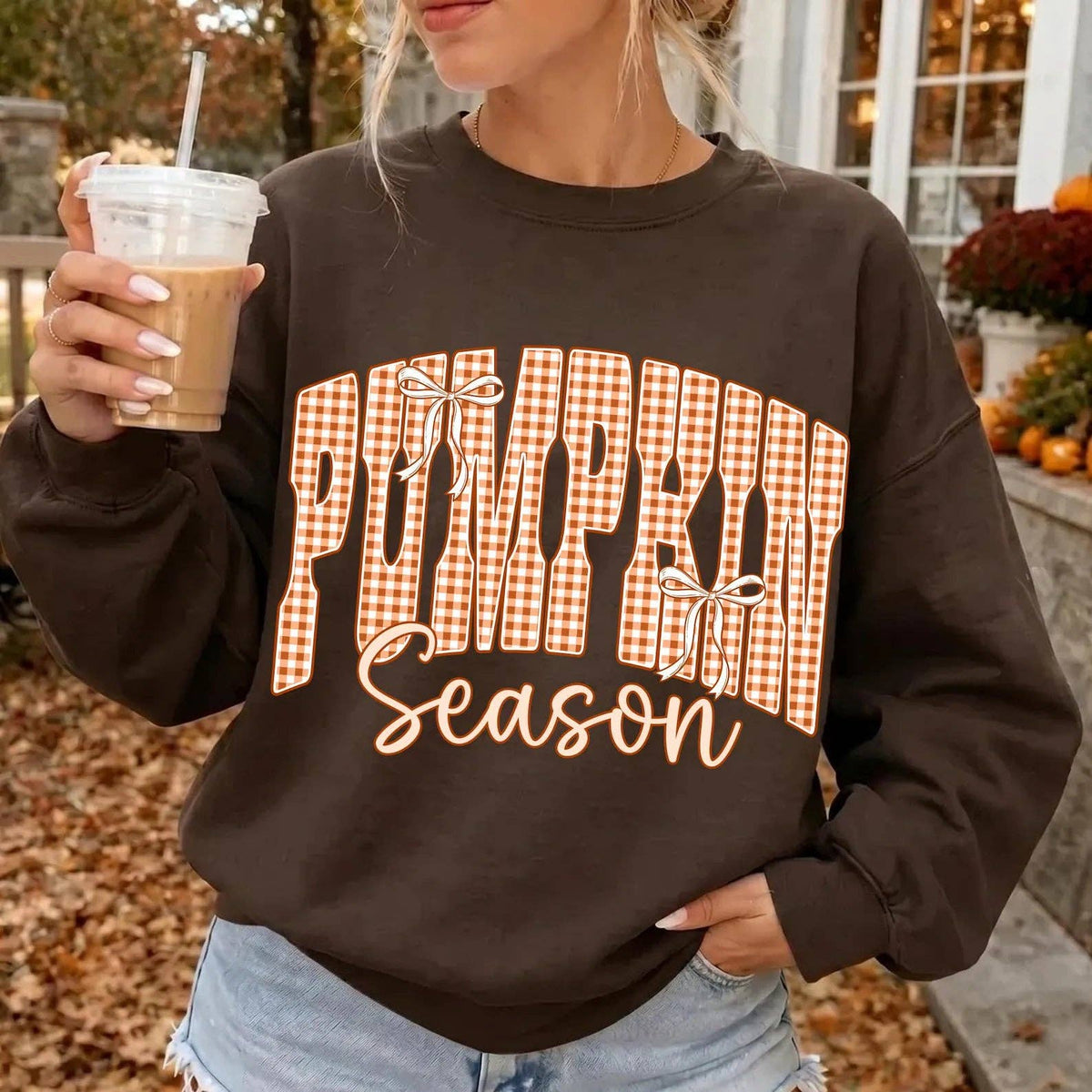 Pumpkin Patch Gingham Sweatshirt