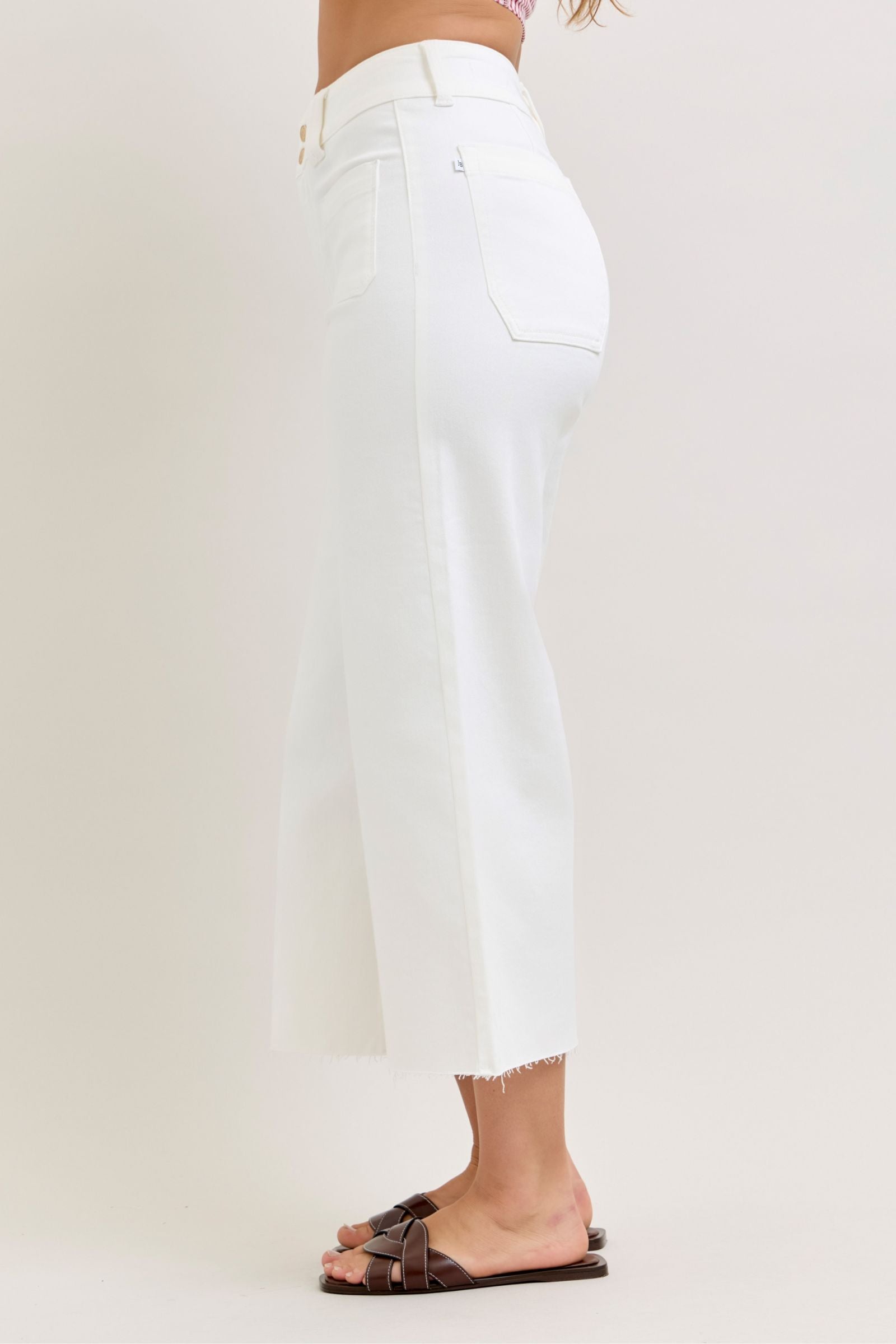 Judy Blue HW Wide Crop Front Patch Pockets