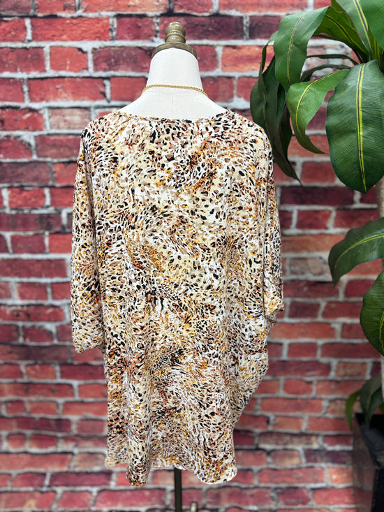 Golden Safari Oversized V-Neck Top