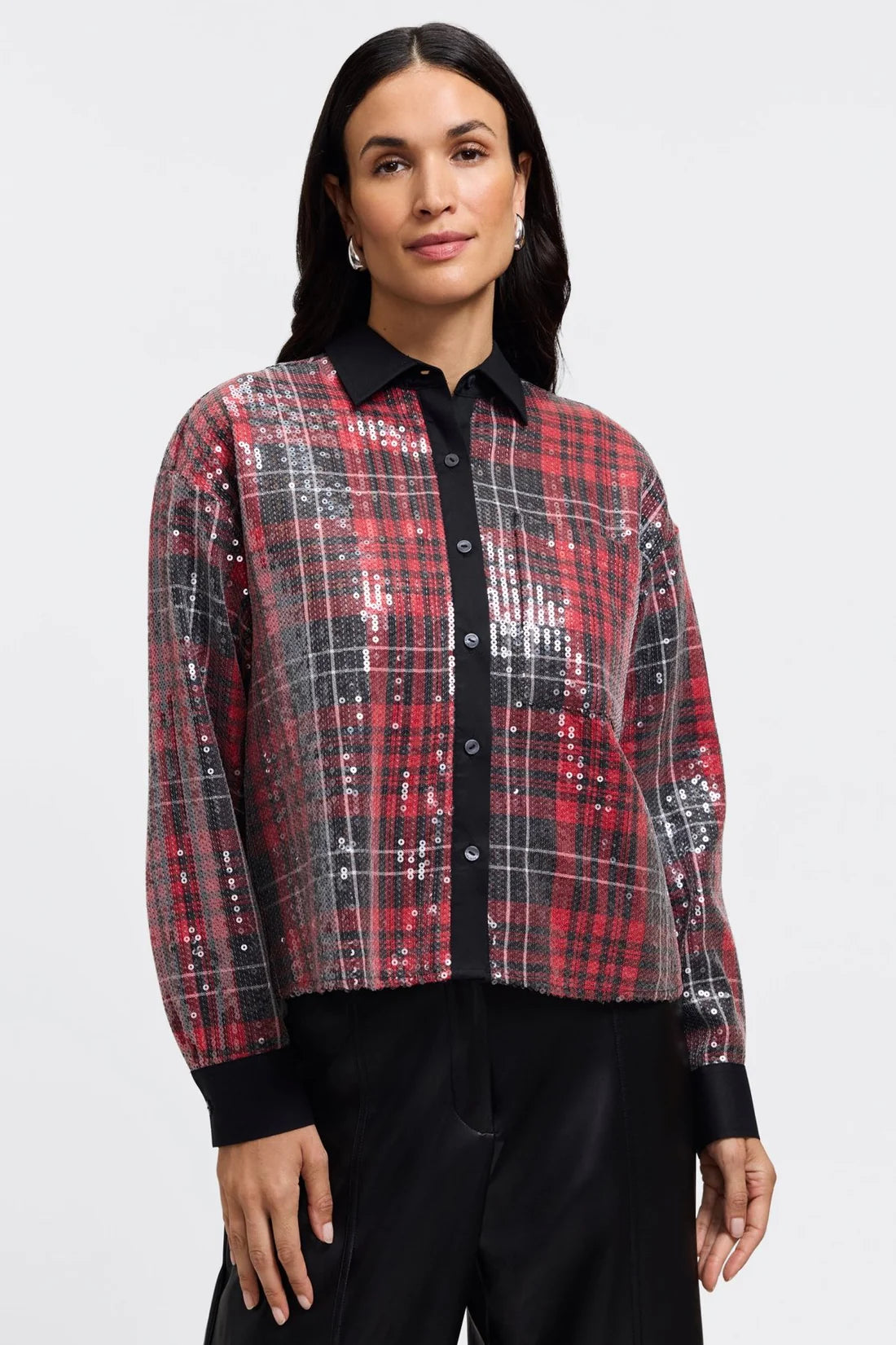 Marina Sequin Plaid Jacket Shirt