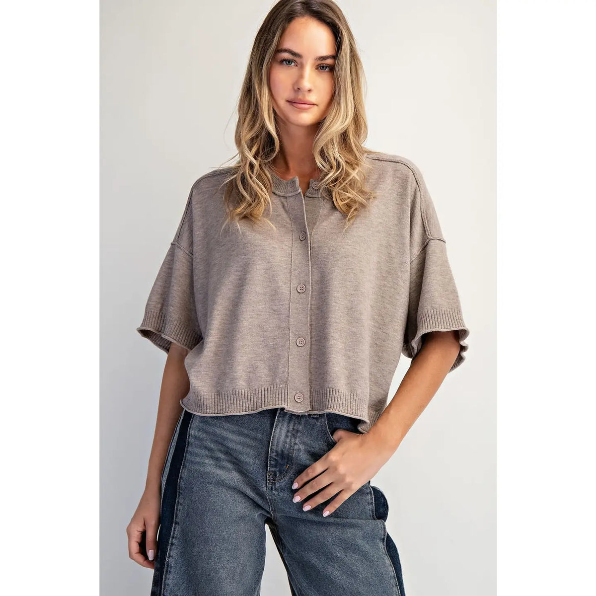 Crew-neck Cashmere Cardigan