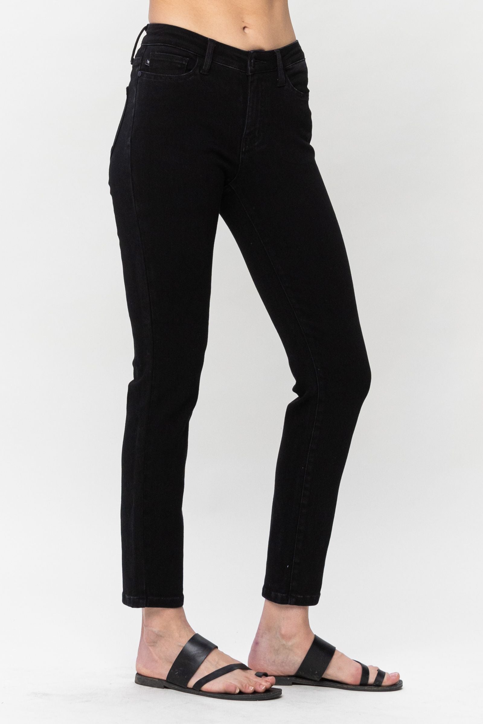Judy Blue Slim Black Non Distressed Mid Rise