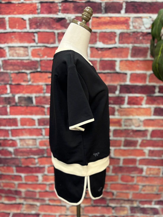 Black & Cream Sporty Chic Skort Set