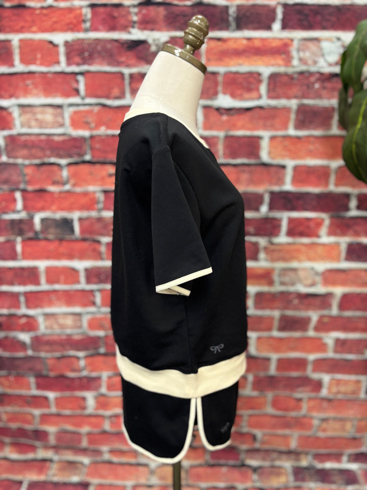 Black & Cream Sporty Chic Skort Set