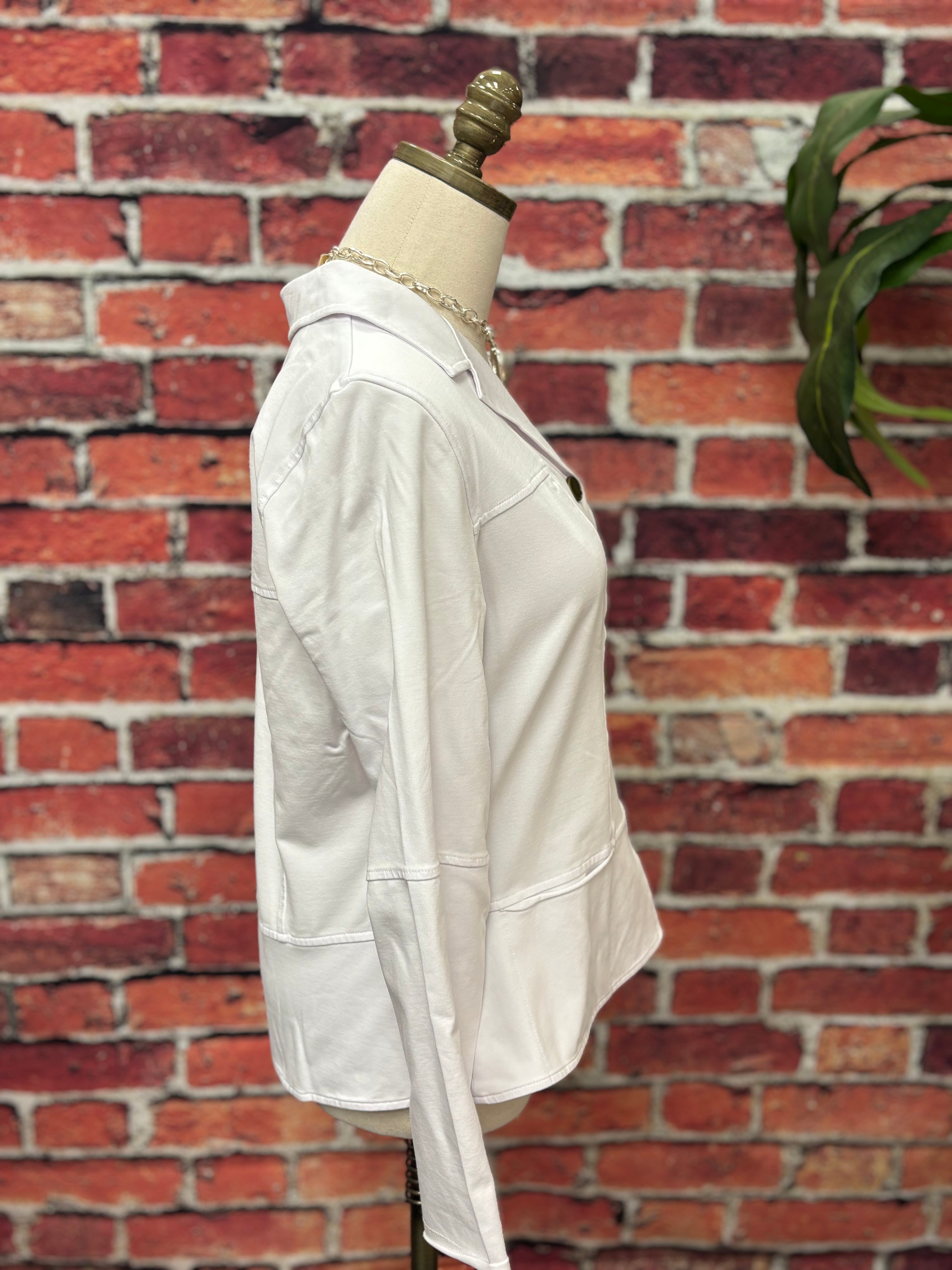 White Stretch Peplum Jacket