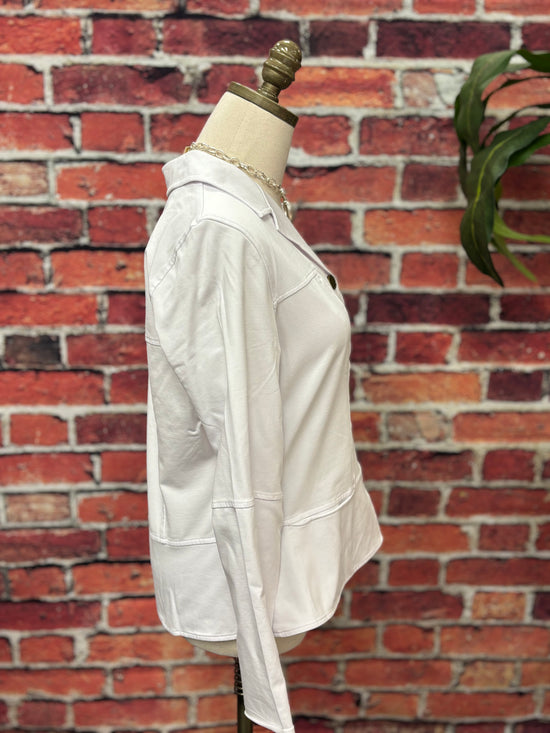 White Stretch Peplum Jacket
