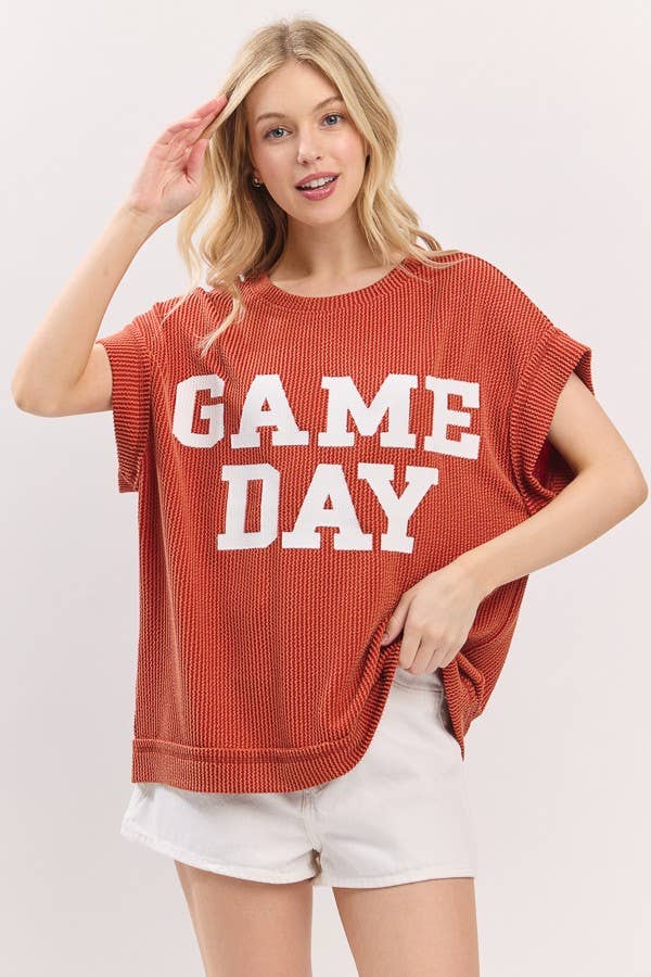 Game day Ribbed Knit Top