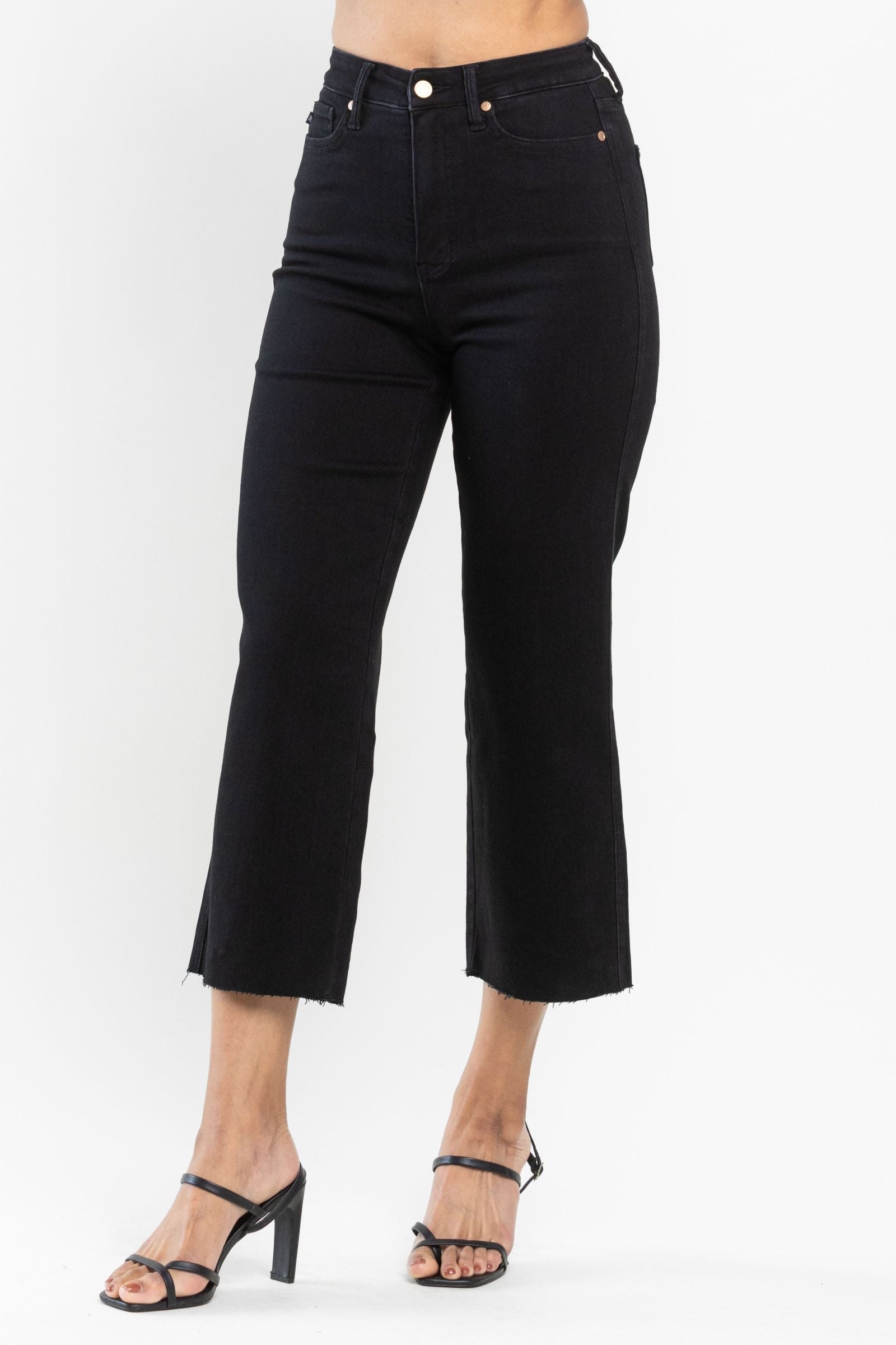 Judy Blue HW Tummy Control Raw Hem Crop Wide Leg *FINAL SALE*