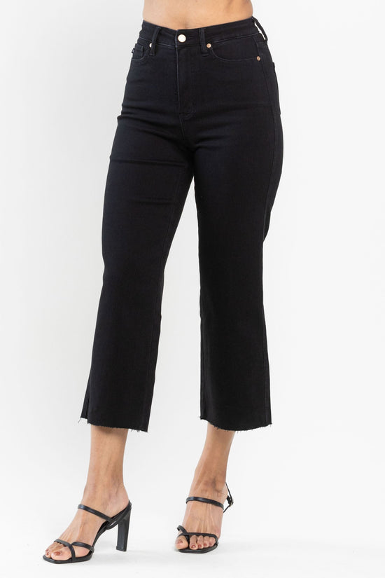 Judy Blue HW Tummy Control Raw Hem Crop Wide Leg *FINAL SALE*